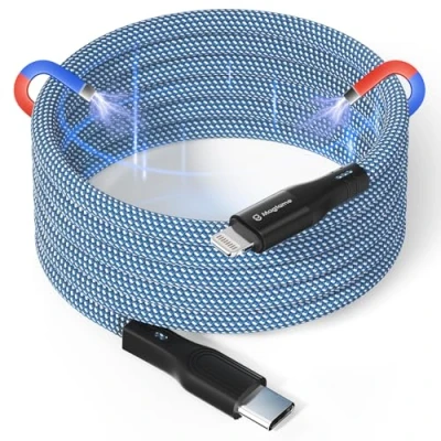 Image of Magtame Magnetic USB C to Lightning Cable Coiled, 1.5M MFi Certified Type for iPhone, Braided iPhone Fast Charging Cord 14 13 12 11 Pro Max XR XS X 8 Plus SE