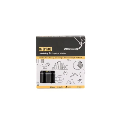 Image of Bi Office Inkstring Box 12 Black Drywipe Markers