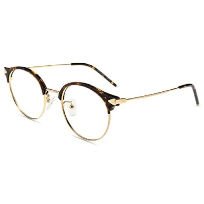 Image of Firmoo Blue Light Blocking Reading Glasses 0.0 Women Men, Anti UV Glare Computer with Protection, Filter Round for Screen Black Tortoise Frames