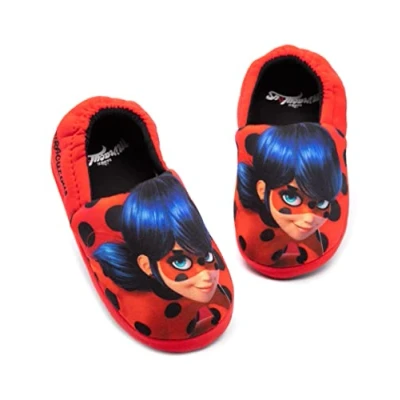 Image of Miraculous Slippers For Girls Kids Ladybug Superhero Red House Shoes Slip On Loafers Gifts Her 2 UK
