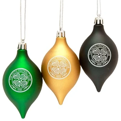Image of Celtic FC 3 Pack Vintage Christmas Tree Bauble Set