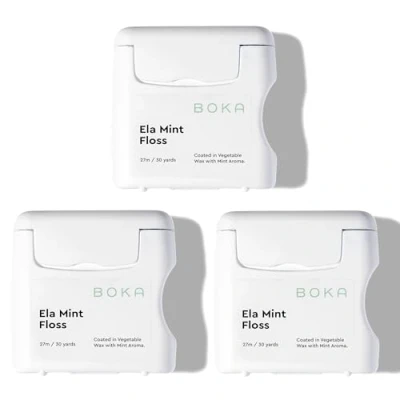 Image of Boka Ela Mint Woven Dental Floss, Made from Natural Vegetable Wax, Teflon Free, 27 Meters of Waxed Floss (Pack 3)