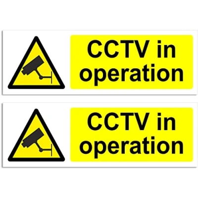 Image of RubiGo CCTV Sign 30x10cm, 2PK In Operation Signs, Outdoor Indoor Security Signage Warning Signs Self Adhesive Sticker Safety (2)