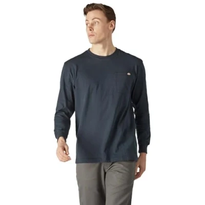Image of Dickies, Men&#039;s, HEAVYWEIGHT LS POCKET TEE RELAXED, DARK NAVY, XL