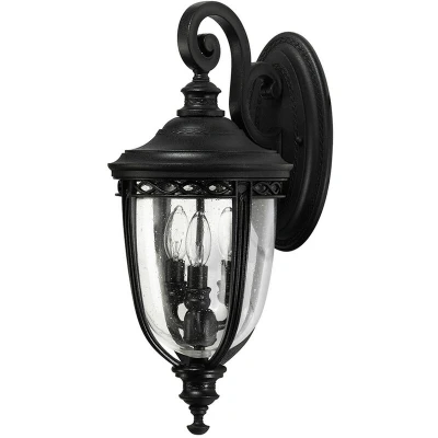Image of English Bridle 3 Light Outdoor Medium Wall Lantern Black IP44, E14
