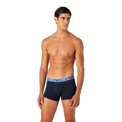 Image of Emporio Armani Men&#039;s 3 Pack Bold Monogram Trunk, Marine/Marine/Marine, S (Pack of 3)