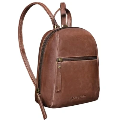 Image of STILORD &#039;Lia&#039; Small Daypack for Women Leather Backpack Vintage Handbag City Walking Shopping XS Rucksack Bag Genuine Leather, Colour:messina brown