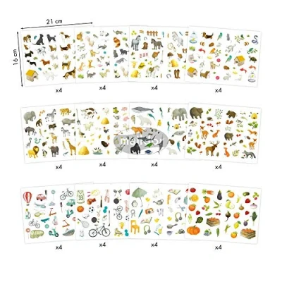 Image of Maildor Ref AE017O Mimi Stick&#039; Stickers Set (Bumper Pack of 48 Sheets) Assorted Animal &amp; Natural Designs 21 x 16cm Sheets, Approx. 1692 Included
