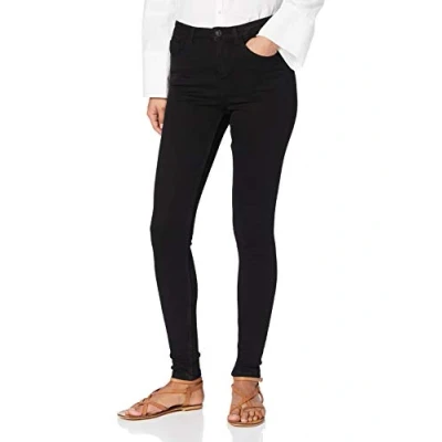 Image of PIECES Women&#039;s Pchighfive Flex Black Skn JNS vi/Noos Jeans, S