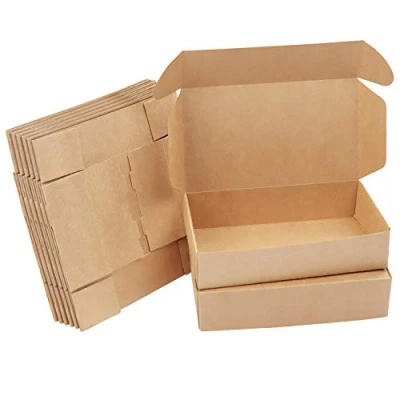 Image of Kurtzy 20 Pack Brown Kraft Gift Boxes Box Measures 19 x 11 4.5cm (7.48 4.33 1.77 inches) Easy Assemble Rectangle Presentation Favour Present Parties, Birthdays, Weddings, Holidays