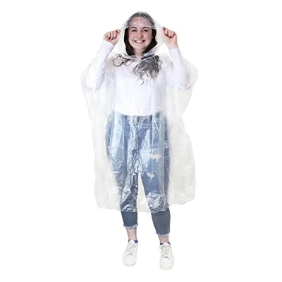 Image of eBuyGB Men&#039;s 1216522 4 Emergency Waterproof Rain Ponchos, Transparent, One Size UK