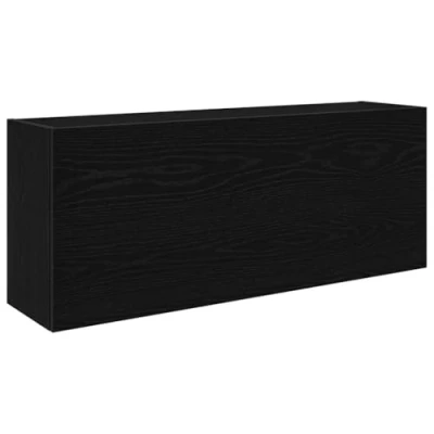 Image of vidaXL Bathroom Wall Cabinet Black Engineered Wood 100x25x40 cm Versatile Storage for Bathroom/Kitchen/Bedroom