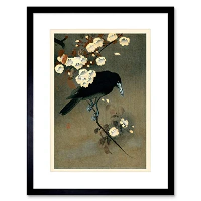 Image of Wee Blue Coo Koson Crow &amp; Blossom Framed Wall Art Print