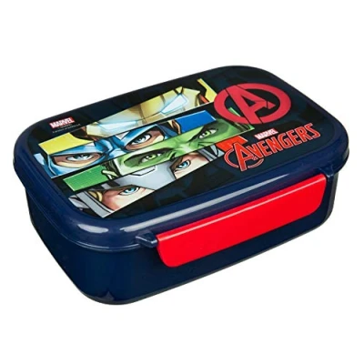 Image of Scooli AVER9903 Marvels The Avengers Plastic Lunch Box with Two Clips, Easy to Open and Close, BPA Phthalate , Approx. 18 x 13.5 6 cm
