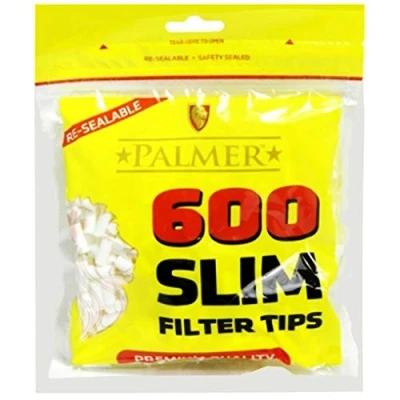 Image of 600 15000 x PALMER Cigarette Tobacco Filter SLIM Tips Rolling Paper Resealable Black Yellow Bags Smoking UK FREE P&amp;P (1 Pack (600 Tips))
