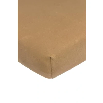 Image of Meyco Home Basic Jersey Plain Fitted Sheet for Double Bed (Flat with Soft Quality, 100% Cotton, thanks to All Round Elastic, Breathable, Dimensions: 140 x 200 cm), Toffee