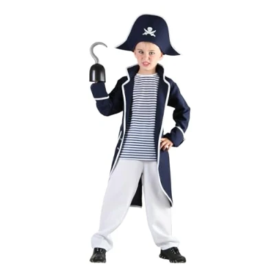 Image of Bristol Novelty Pirate Captain Costume (L) Childs Age 7 9 Years, White