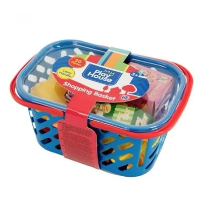 Image of 20Pc Plastic Fruit Veg Shopping Basket Pretend Food Role Play Kids Toy Xmas Gift (Blue)