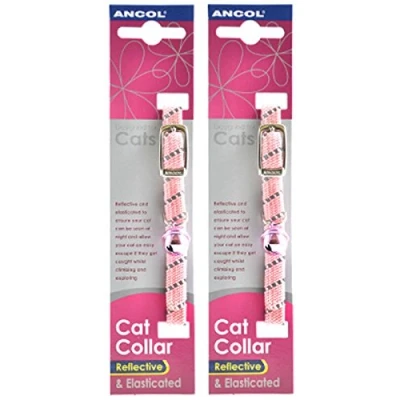 Image of (2 Pack) Ancol Reflective Softweave Cat Collar Pink
