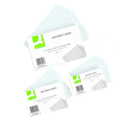 Image of Q Connect Record Card 203x127mm Ruled Feint White (Pack of 100) + Free finchley Refill Pen (1)