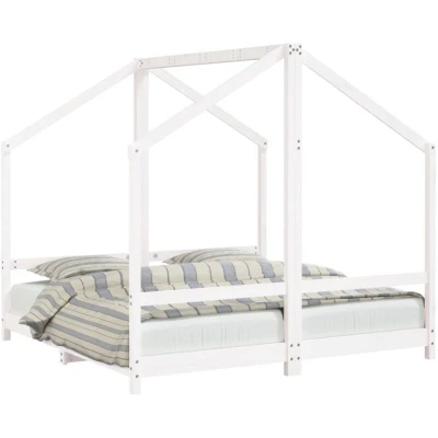 Image of vidaXL Kids Bed Frame White 2x(80x160) cm Solid Wood Pine