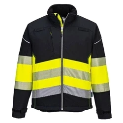 Image of Portwest PW3 Hi Vis Class 1 Softshell Jacket (3L) Black/Yellow 4XL