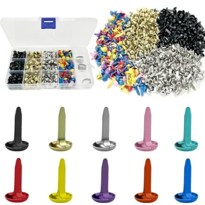 Image of 600pcs Split Pins, Paper Fasteners Pins Brads, 8 * 15mm Metal Mini Scrapbooking Brads for Craft DIY Stamping (Multicolor)