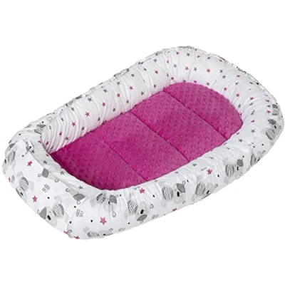 Image of Baby nest Pod Newborn Sleepyhead 100% Cotton 100x60x15cm Medi Partners Bed Pillow Accessories Cocoon for Babies (Teddy with Dark Pink Plush)
