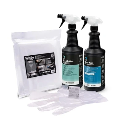 Image of ERRECOM Cleaning Kit for Air Conditioners, includes Clima Net (1 L), A/C Filter and Evaporator Cleaner, Cover Bag, BIO Alkaline Condenser Gloves