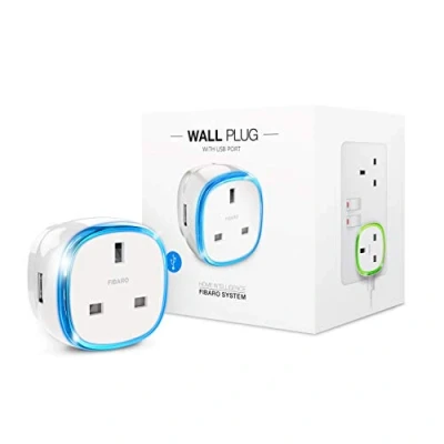 Image of FIBARO Wall Plug UK USB/Z Wave Plus Wireless Smart Socket with USB Charger, Type G, FGWPG 121, 121 ZW5 + USB, White