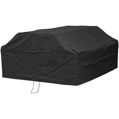 Image of Woodside 6 Seater Black Square Outdoor Garden Picnic Table Cover 1.57m x 0.7m 1.45m 0.5m 0.76m/5.2ft 2.3ft 4.8ft 1.6ft 2.5ft