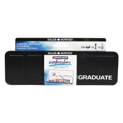 Image of Daler Rowney Graduate Watercolour 24 Half Pans Set, Assorted Colours, Ideal for Students &amp; Hobbyists