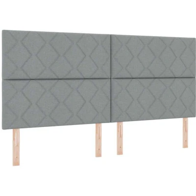 Image of Box Spring Bed with Mattress Light Grey 200x200 cm Fabric Vidaxl