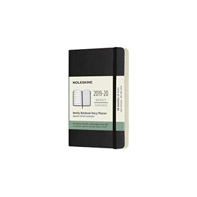 Image of Moleskine 18 Months Agenda Weekly 2019/2020, Academic Diary with Soft Cover and Elastic Closure, Black Colour, Pocket 9 x 14 cm, 208 Pages