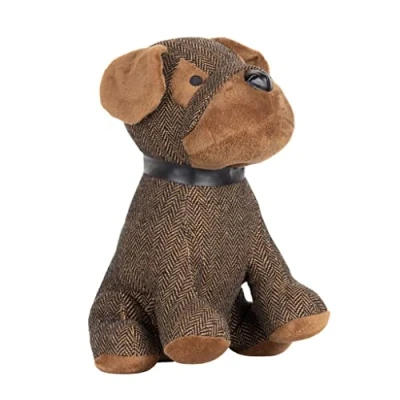 Image of Paoletti Boston Herringbone Dog Novelty Doorstop, Brown