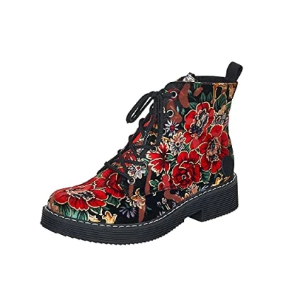 Image of Rieker 70010 Ladies Ankle Boots Black/Combi, 6 UK (70010 90)