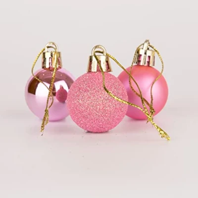 Image of 30mm/24Pcs Christmas Baubles Shatterproof Pink, Tree Decorations Ball Ornaments Balls Xmas Hanging Holiday Decor Shiny,Matte,Glitter
