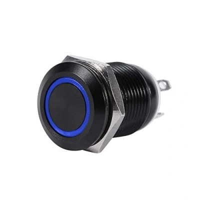 Image of LED Button Switch, car 12V 2A 12mm Light Momentary Push switch On/Off Latch (Blue)