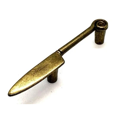 Image of 2 x Knife Handles 64mm Antiqued Brass Cupboard Cabinet Drawer Pull