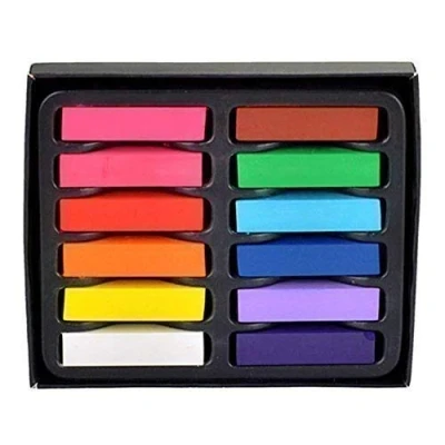 Image of Trimming Shop Temporary Hair Chalk Colour Pastel Dye 12pcs Set, Non Toxic Color for Halloween Makeup Birthday, Salon Washable Dye, Pack of 1