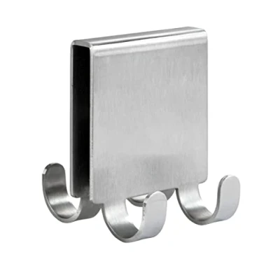 Image of WENKO Vieste Duo 23787100 Double Shower Hooks for Screen with 4 Hanging Options Stainless Steel Matte 5.x6 x 7 cm