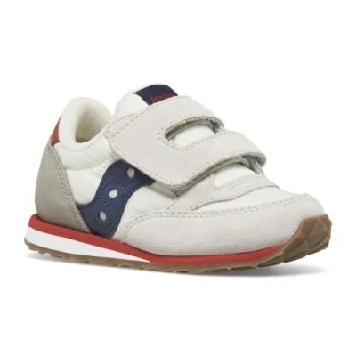 Image of Saucony Unisex Kids Jazz Original Sneaker, Grey Navy Red, 3.5 UK