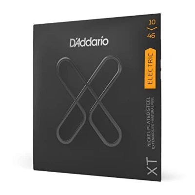 Image of D&#039;Addario Guitar Strings XT Nickel Coated Electric XTE1046 Extended String Life with Natural Tone, Feel For 6 Guitars 10 46 Regular Light