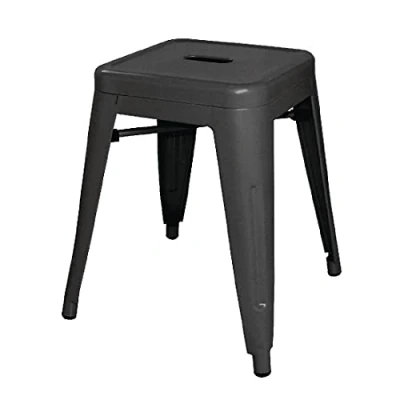 Image of Black Steel Bistro Low Stool Bar Pub Indoor Outdoor 460Hx400Wx400Dmm 4pc