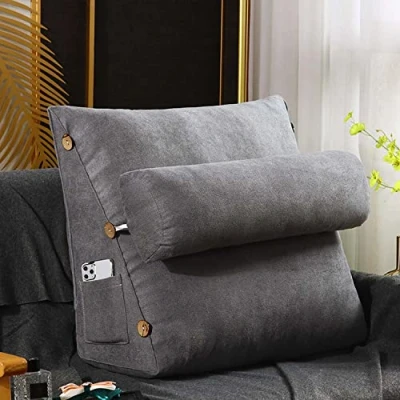 Image of Yanman Wedge Reading Bed Sofa Rest Backrest, Day Headboard Triangular Positioning Support Cushion, Couch Lumbar Pillow with Adjustable Neck