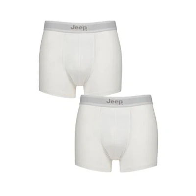 Image of 2 Pack White Cotton Plain Fitted Hipster Trunks Men&#039;s Large Jeep
