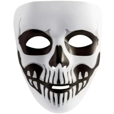 Image of amscan 841322 55 (BOX6) Adult Plastic Black &amp; Bone Horror Skull Mask