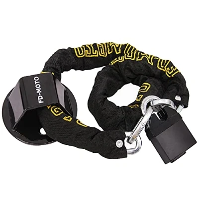 Image of FD MOTO STEEL 2.9KG 1.2M*10mm Chain Lock + Ground Wall Anchor Heavy Duty for motorbike motorcycle scooter bike bicycle ATV Security