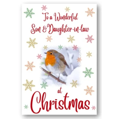 Image of Second Ave Son &amp; Daughter in Law Christmas Robin Xmas Holiday Festive Greetings Card