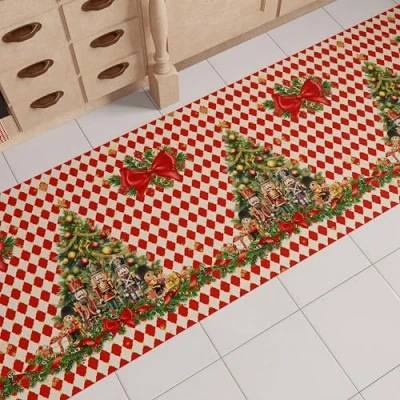 Image of PETTI Artigiani Italiani Christmas Kitchen Mat, Runner, Non Slip and Washable Mat for Christmas, 52 x 240 cm, Made in Italy
